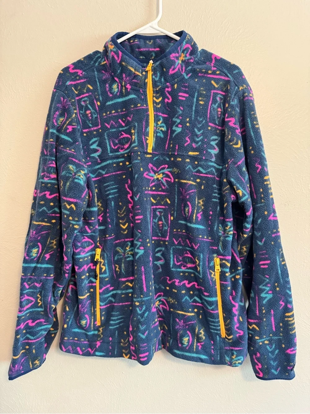 Chubbies Mens Retro Tropical Fleece Quarter Zip Pullover